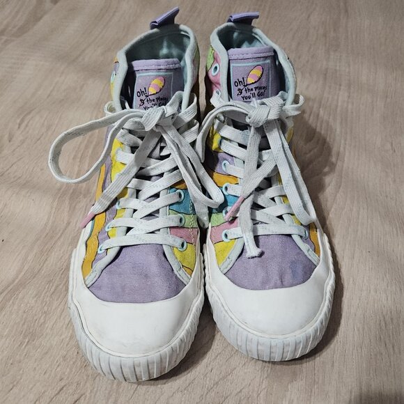 Women's SKECHERS Dr Seuss High Top Shoes Sneakers Size 7 “Oh Places You'll Go” - Picture 3 of 7
